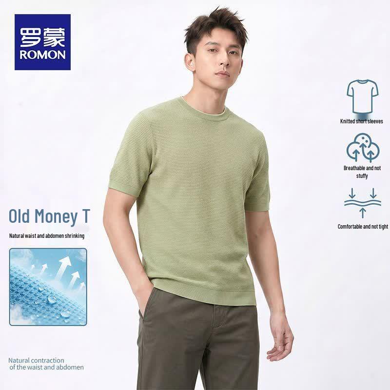 Romon Men s Minimalist Knit Short Sleeve T-shirt L