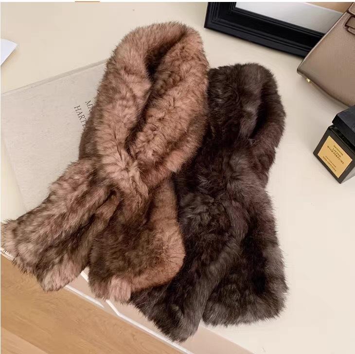 Temperament Versatile Snow Rabbit Fur Scarf Female Is Imitation Sable Woven Real Fur Collar Winter Plush Fashion Scarf