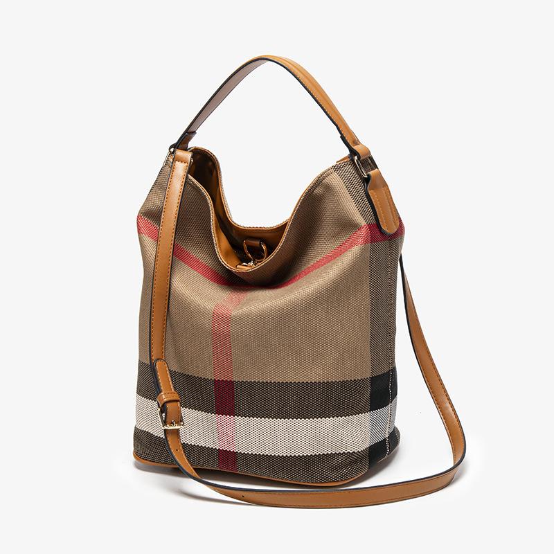 Premium Contrasting Color Bucket Bag Women'S Autumn And Winter Retro Versatile Shoulder Bag Commuter Messenger Bag