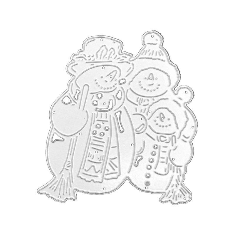 

Рождественский снеговик Семья из трех человек Дизайн Стиль Скрапбукинг Ремесло Die 3D DIY Изготовление фестивальных карт серебряный