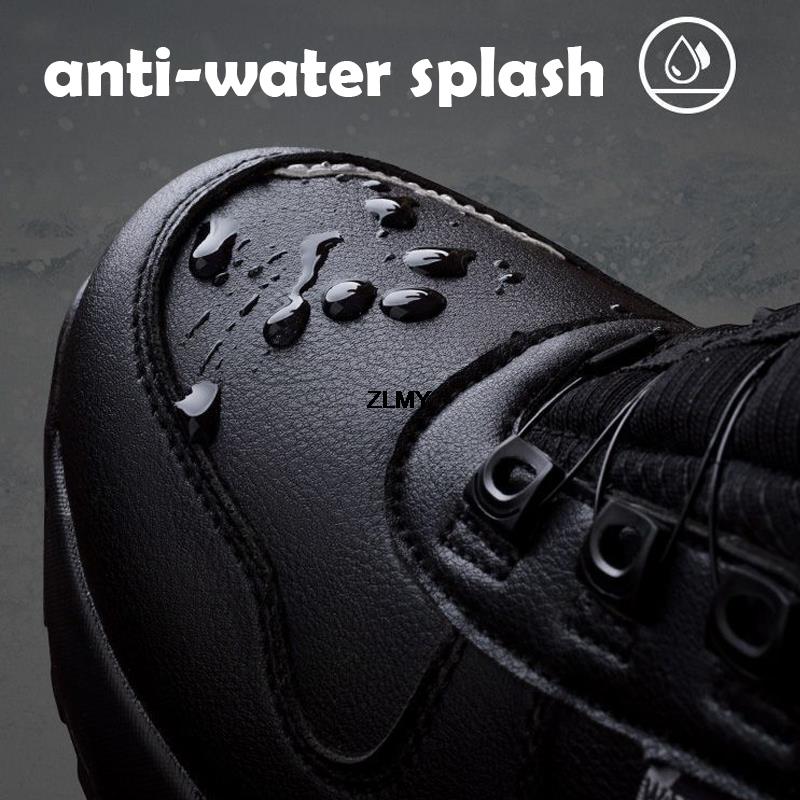 Waterproof Winter Snow Boots Men Ankle Booties Leather Cotton Shoes Keep Warm Rotary Button Snowboots Plush Winter Shoes Father