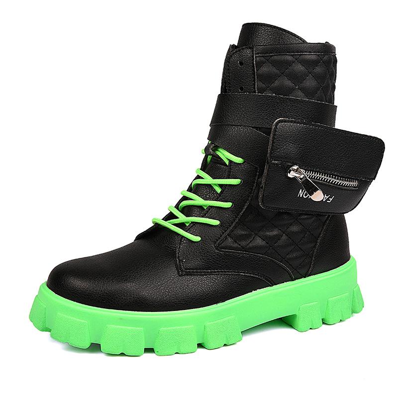 New Fashion Men's White Boots Autumn Winter Superstar Pocket Motorcycle Shoes Men Platform Boots Comfort Leather Ankle Boots Man