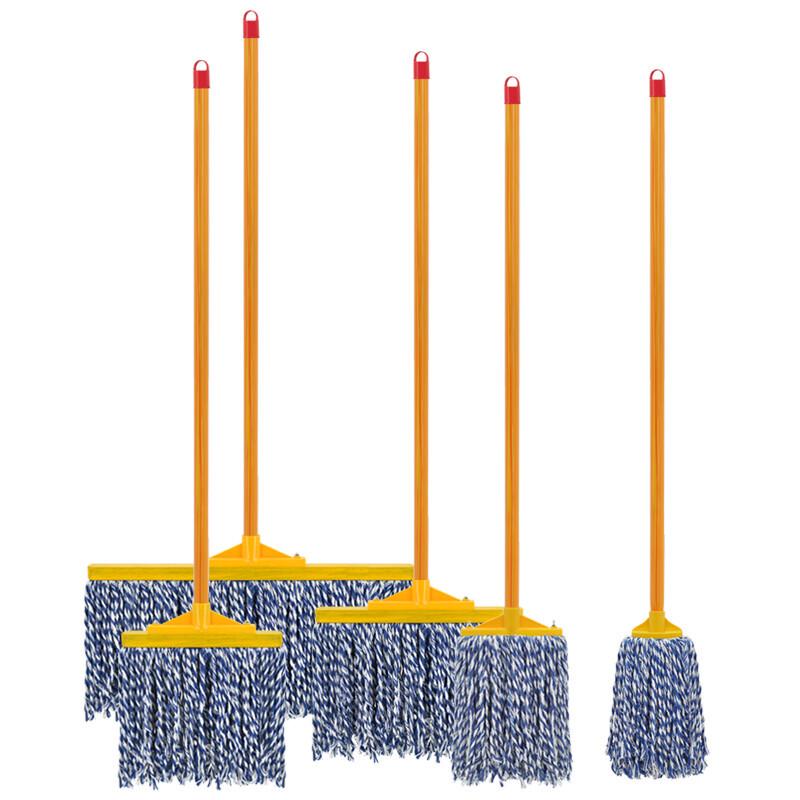 Vintage-style Cotton Mop with Plastic-coated Handle - Ideal for Schools, Properties, and Large Floor Areas.