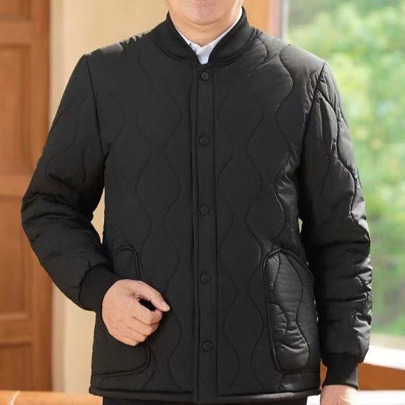 

Теплая зимняя куртка из овечьей шерсти для мужчин среднего и пожилого возраста 2XL чёрный