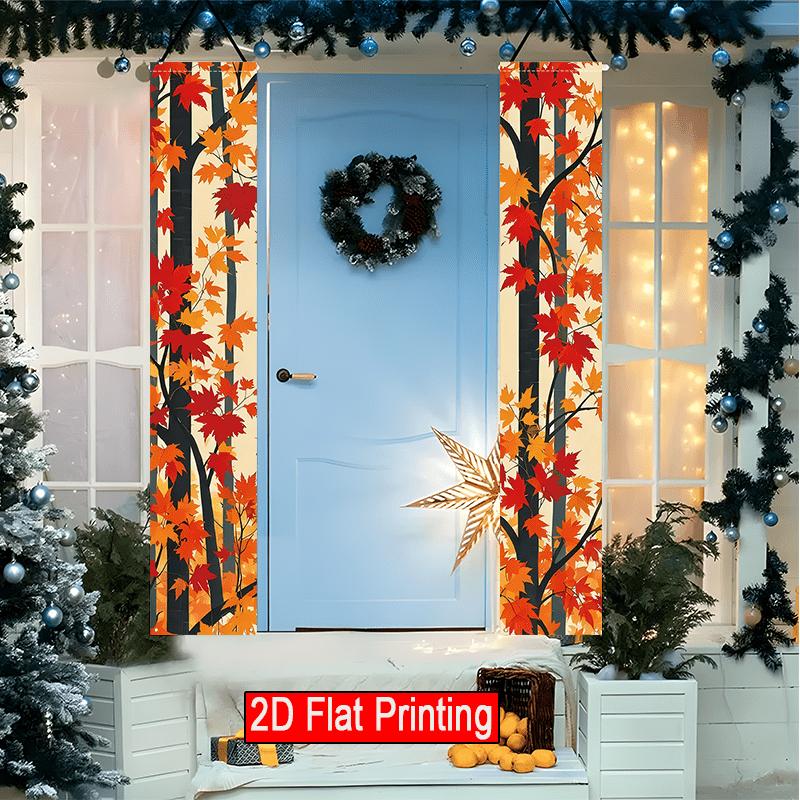 2D Flat, 2D Flat Banner2pcs Thanksgiving Porch Banners - Autumn Leaves Door Couplets, Large 30.48x179.83 cm Outdoor/Indoor Fall Decorations, No Electr