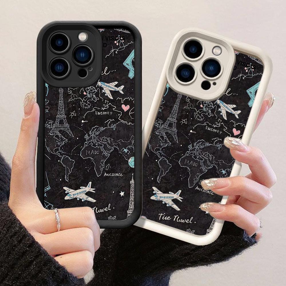 JT14 Amazing Travel Map Phone for for iPhone 17 16 Pro Max Samsung S26 S25 Ultra A17 A16 A26 A07 Xiaomi 15T Redmi Note 14 Pro Plus Soft TPU Case Cover
