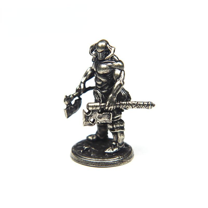 Weißes Kupfer Metall Solider Miniaturen Figur Vintage Starke Männer Krieger Ornament Desktop Dekoration Zubehör Spielzeug Geschenk