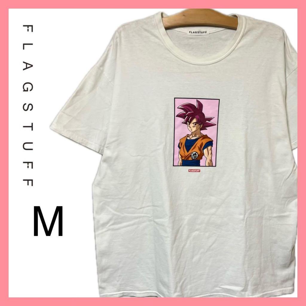 [USED] FLAGSTUFF Dragon Ball Collaboration Son Goku T-Shirt, White, Medium, Men's