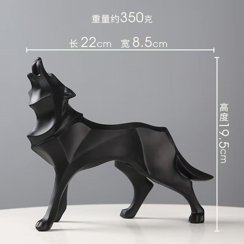 Modern Abstract Wolf Figurine - Geometric Animal Statue for Home or Office Resin Wolf Sculpture Handicraft