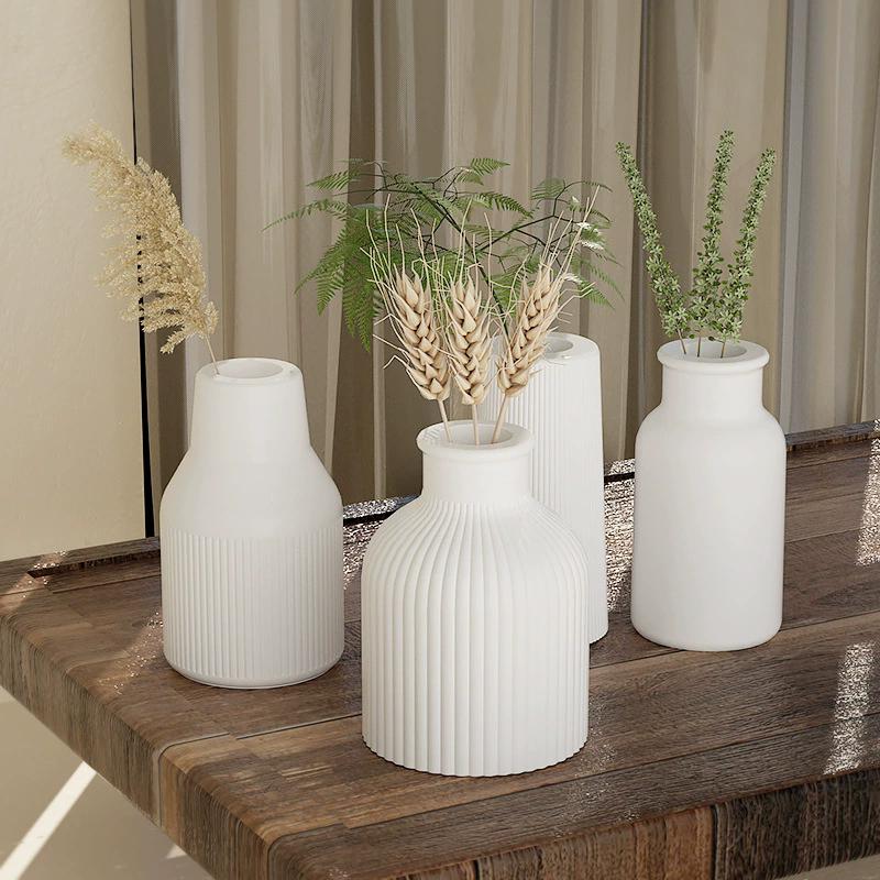 WTEMPO 4PCS 4-Style Vase Ornaments Silicone Molds DIY Gypsum Vase Molds Creative Liquid Gule Resin Molds