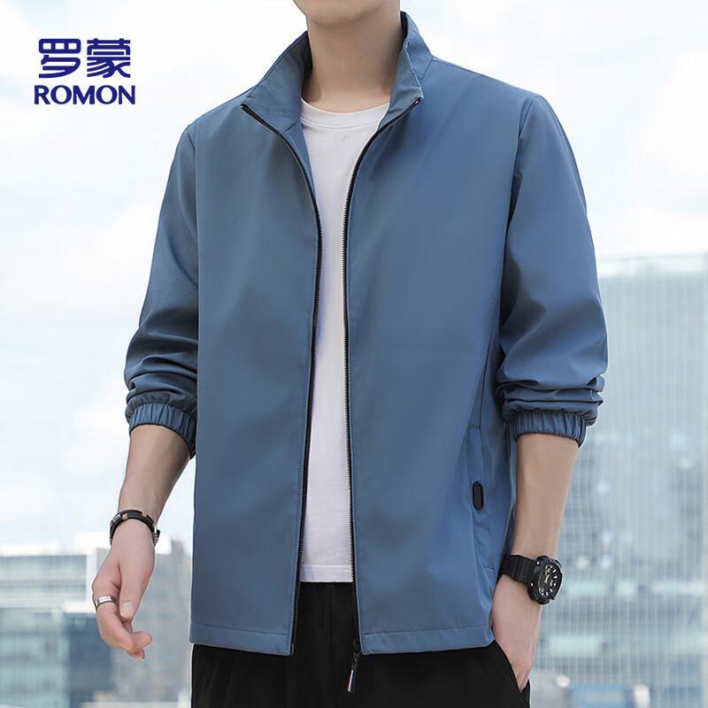 ROMON Men's Casual Windproof Stand-Collar Jacket