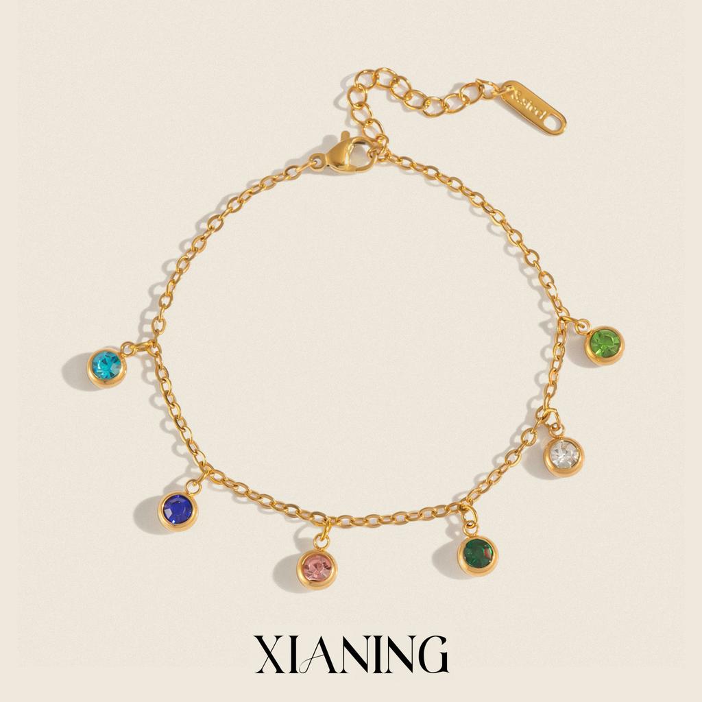 1pc Trendy Niche Colorful Tassel Bracelet Golden Plated Hand Accessory Colorful Charm Bracelets For Women