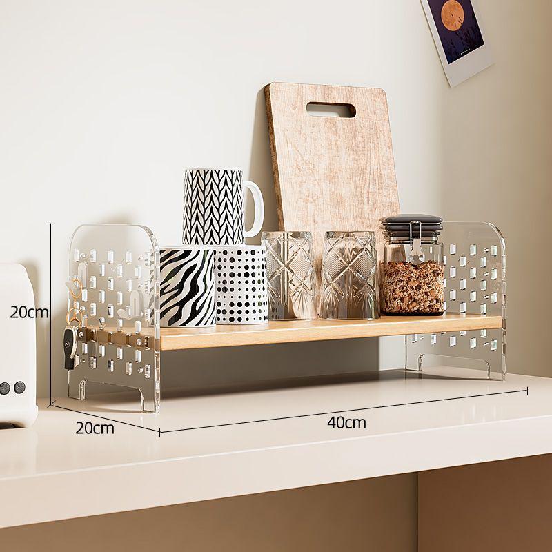 

Wooden Multi-layered Ornament & Book Storage Shelf for Office or Student Desk 40cm length