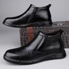 Classic Men Genuine Leather Ankle Boots Fashion Handmade Casual Walking Shoe Slip on Antiskid Driving Shoes Warm Plush Fur Boots