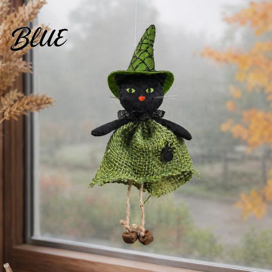 Festive Halloween Ornament Hanging Decoration Spooky Pumpkin/Ghost/Witch/Black Cat Doll with Scary Witch Burlap Skirt for Haunted House