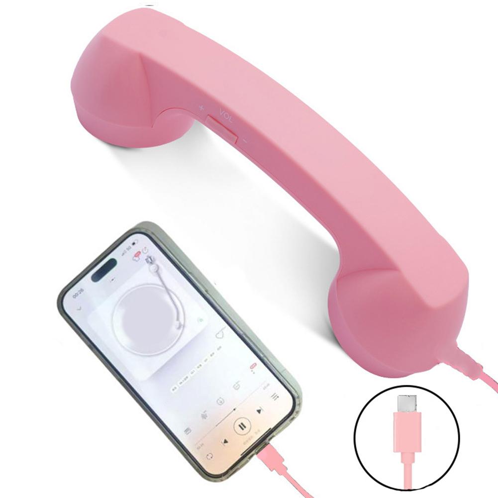 Retro Phone Receiver Cell Phone Handset Type C Radiation Proof Vintage Phone Handset for Smartphone Mobile Accessories
