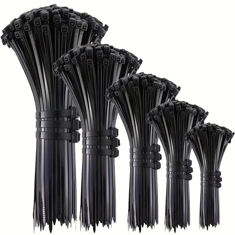 100/1000Pcs Wholesale Plastic Nylon Cable Ties Self-locking Cord Straps Adjustable Cable Fastening Loop Home Office Wire Zip Tie