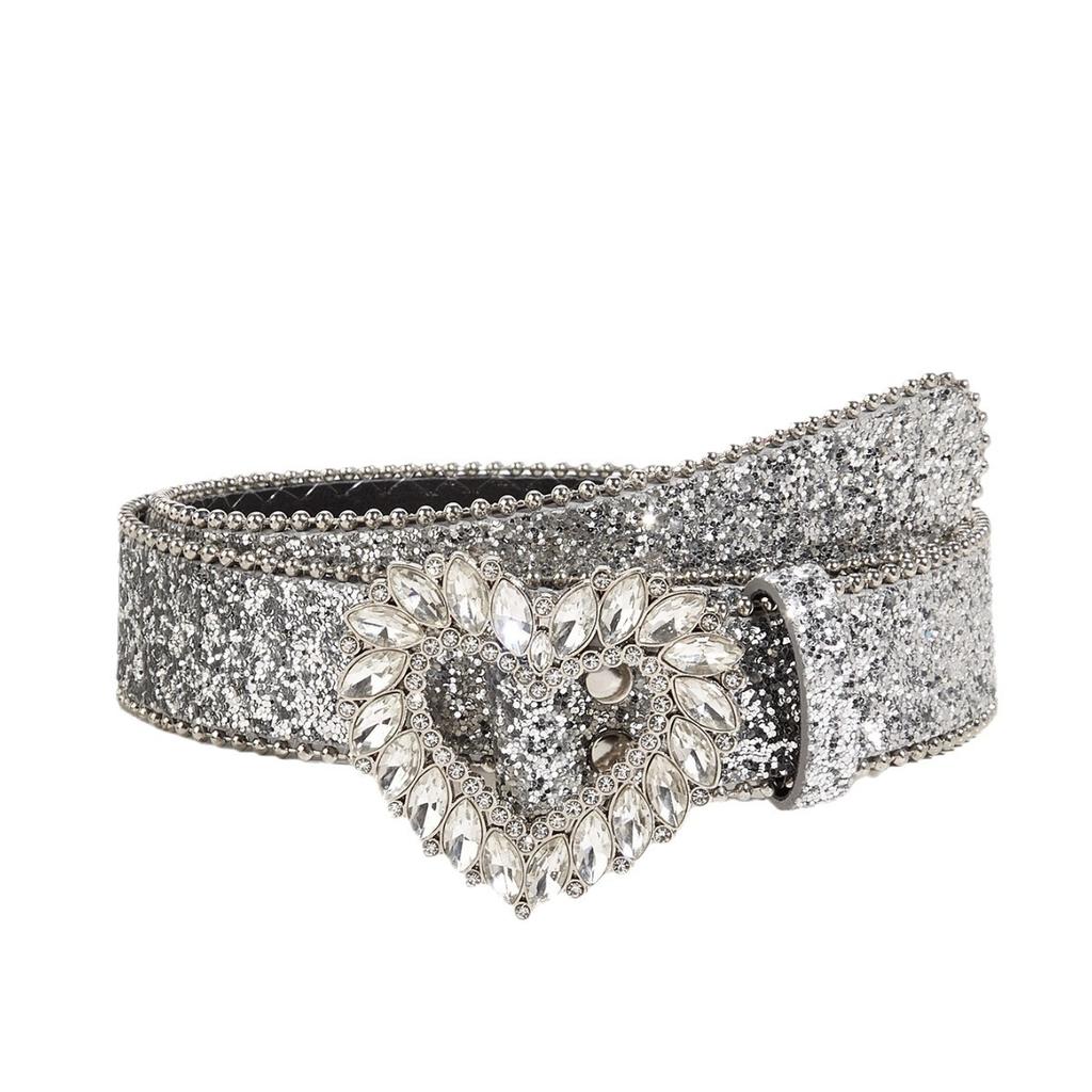Love Rhinestone Buckle Belt Women'S Wind Wide Belt Decorative Personality Sequined Jeans Belt