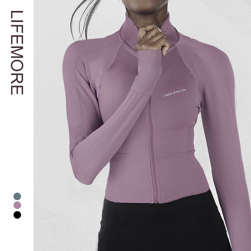 

Clearance Non-Exchangeable Non-Returnable] Fitness Outwear Running Tight Tops Knitting Yoga Outwear Seamless Sports Jacket Women s Spring Mist Purple S