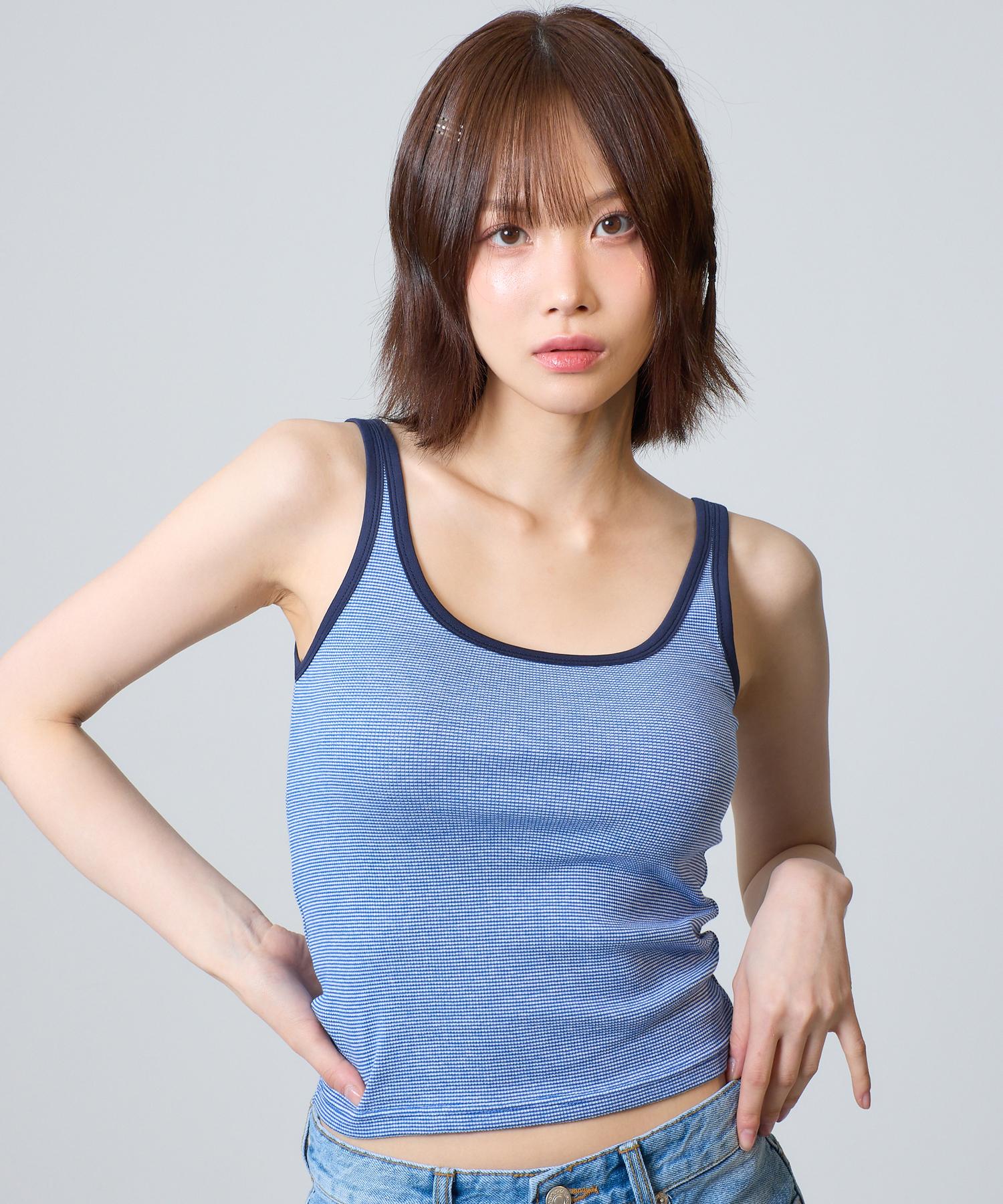 Unknown Planet Striped Sleeveless Top Navy Navy/Free