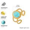 Stainless Steel Geometric Line Double-layer Open Ring for Women, Luxury Vintage Turquoise Ring, Waterproof Aesthetic Jewelry