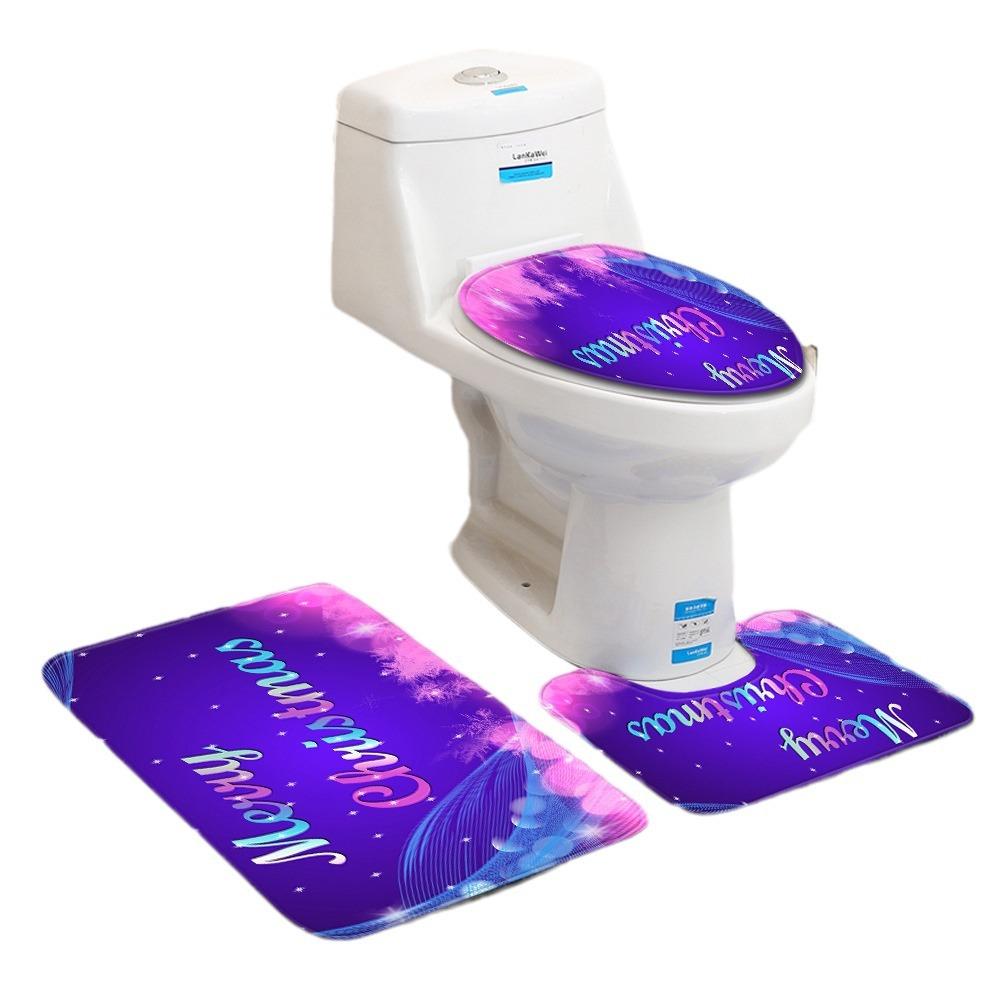 Christmas Bathroom Floor Mat Toilet Three-Piece Set