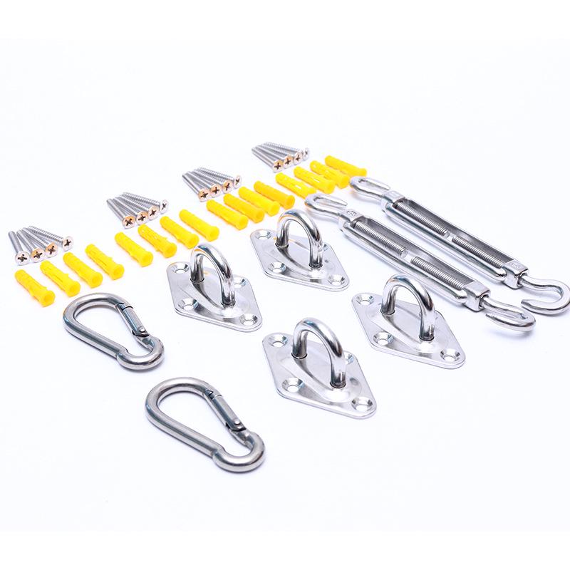 

Комплект фурнитуры для треугольного солнцезащитного паруса из нержавеющей стали с пружинным крюком и ромбовидной пряжкой для четырех углов Triangle 5mm-304