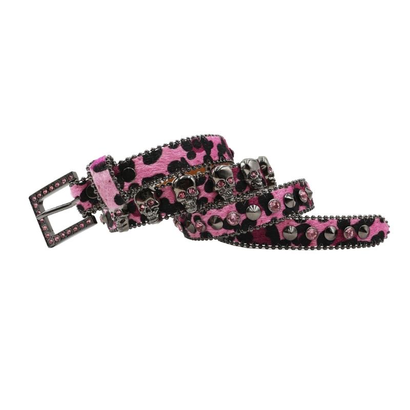 Trendy Waist Belt Studded Rhinestones Crystal for Street Dance Rivets Belt Livehouse Punk Waist Chain Skull Buckle