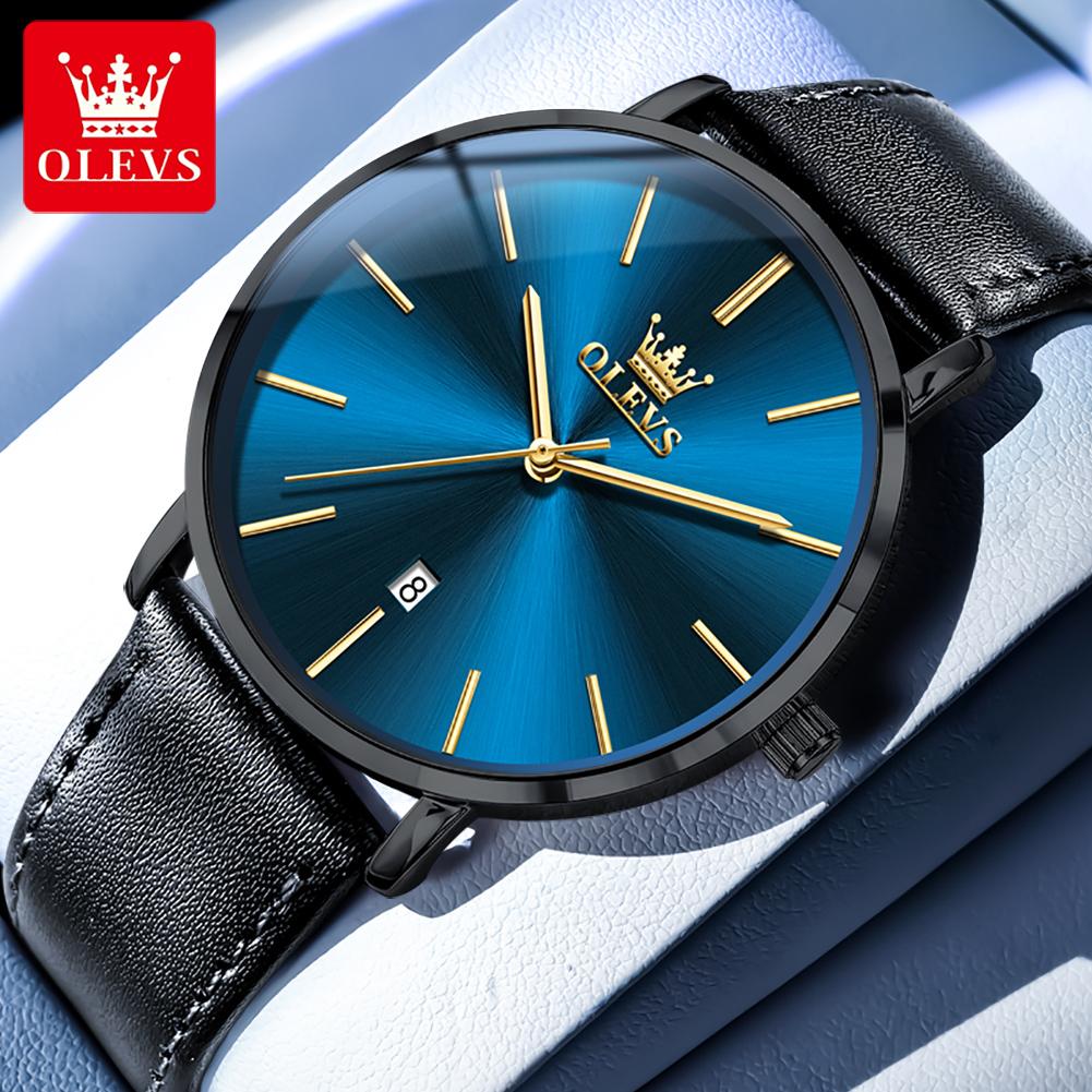OLEVS Ultra Thin 6.5mm Top Original Quartz Watch for Men Minimalist Fashion Luxury Brand Waterproof Men's Watches 5869
