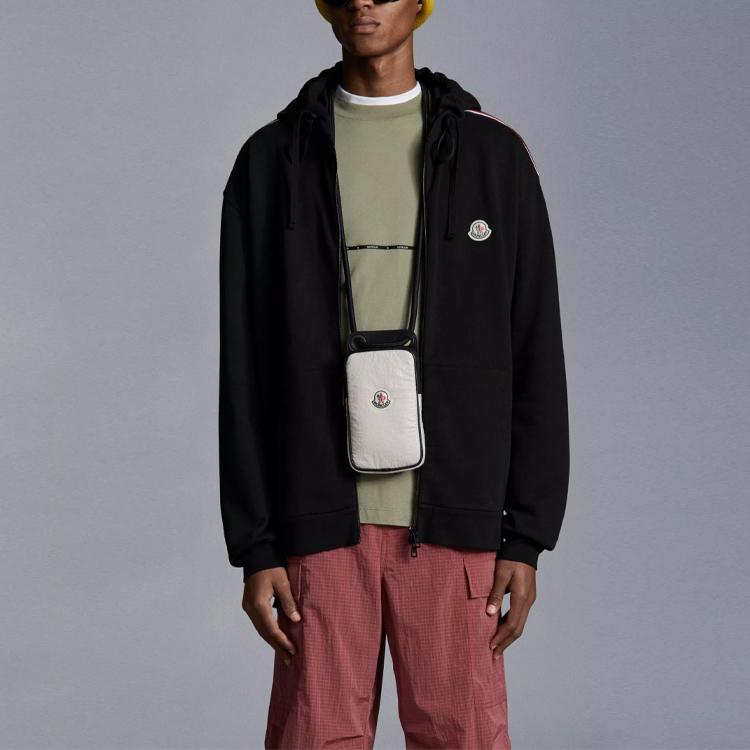 Moncler Ss22 Logo Label Three-Color Woven Tape Zipper Hoodie Jacket Men jackets Black H10918G00047809LA999