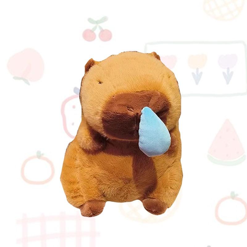 Niedliches Nasenbohrendes Capybara Plüschtier Ziehbares und Vibrierendes Anhängsel mit Zeichentrickfigur 35cm