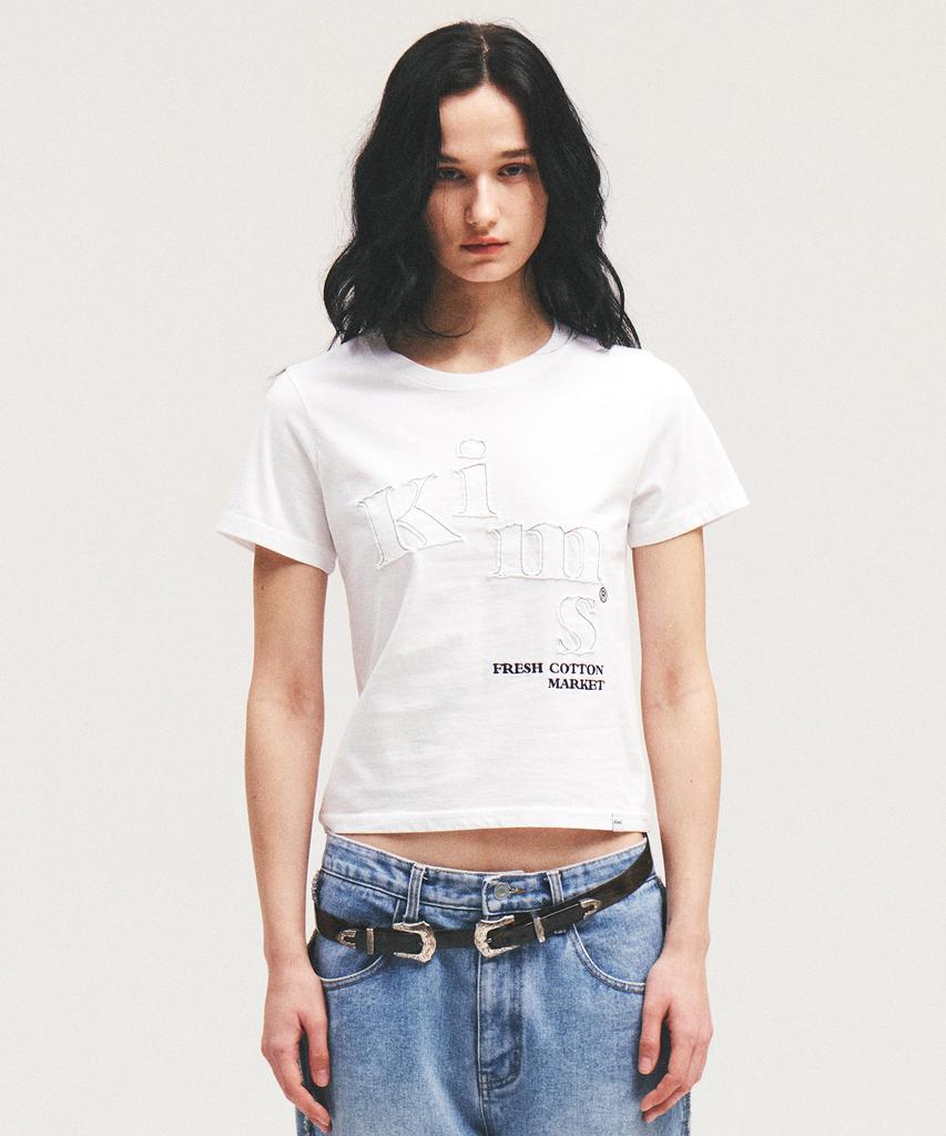 Kimseupeulesikoteunmakes Messy Single Applique Tee White