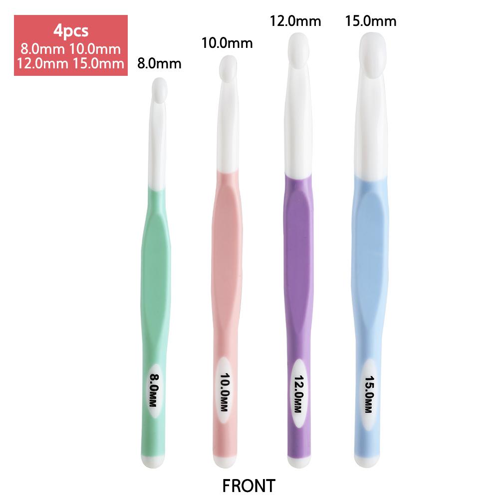 

2025 New ABS Crochet Hooks Set Ergonomic Grip Soft TPR Crochet Needles Yarns and Wools So Weave 4 Sizes 8-15MM Sewing Tool Gift