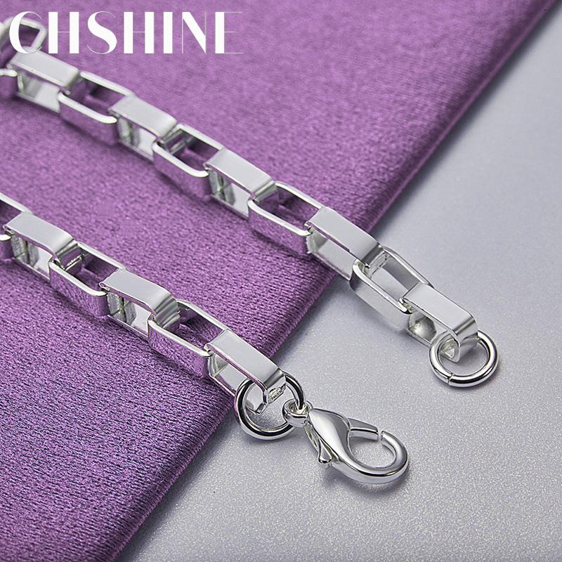 CHSHINE 925 Sterling Silver Square Chain Bracelet For Women Wedding Party Fashion Charm Jewelry
