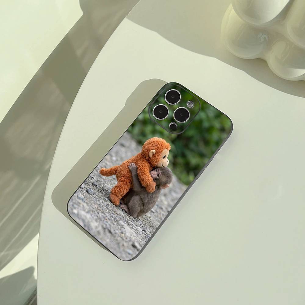 

C-Cute Funny Monkey Phone Case For iPhone 17,16,15,14,13,12,11 Pro Max, Lightweight and practical Soft Black Cover iPhone17