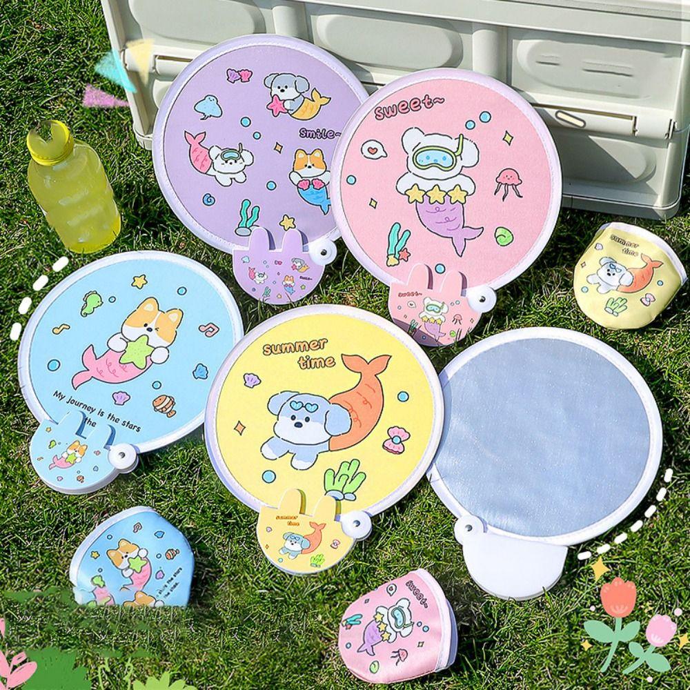 

Cartoon Folding Fans Round Hand Fan Cooling Fan Pocket Fan Kids Gift