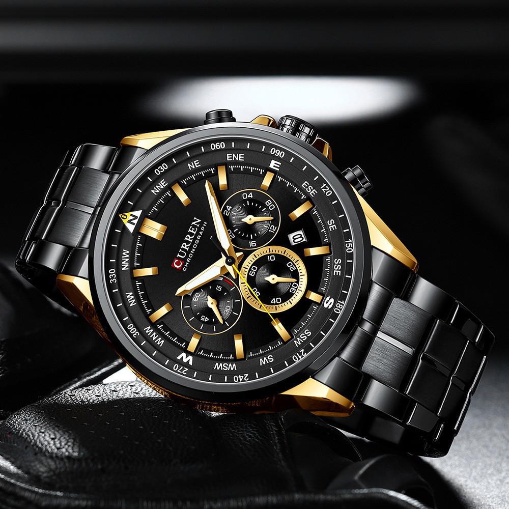 Curren 8399 Men's Multifunction Quartz Watch with Calendar, Large Dial, and Six Hands for Business