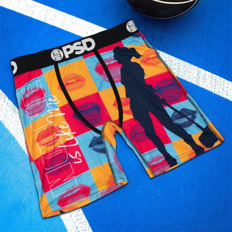 PSD Boxer Briefs Estampados Cómodos de Secado Rápido para Hombre de Línea Larga de Tiro Medio