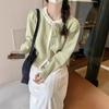 2025 Spring and Autumn Korean New Sweet Knitted Cardigan Gentle Wind Lace-up Bow Color Matching Sweater Jacket Women
