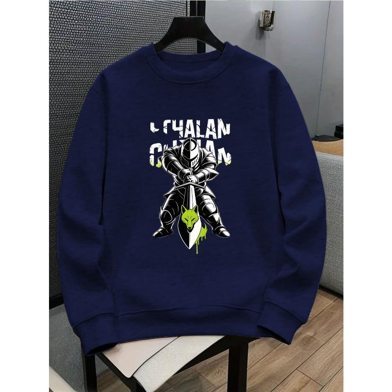 Cute Boy's Christmas Themed Horse Pattern Crewneck Sweatshirt, Warm Winter Children's Top, Fashionable Design for Holiday Wear
