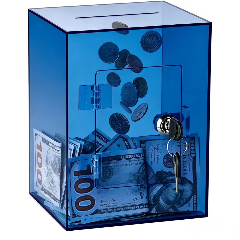 Clear Acrylic Lockable Coin Savings Bank Box