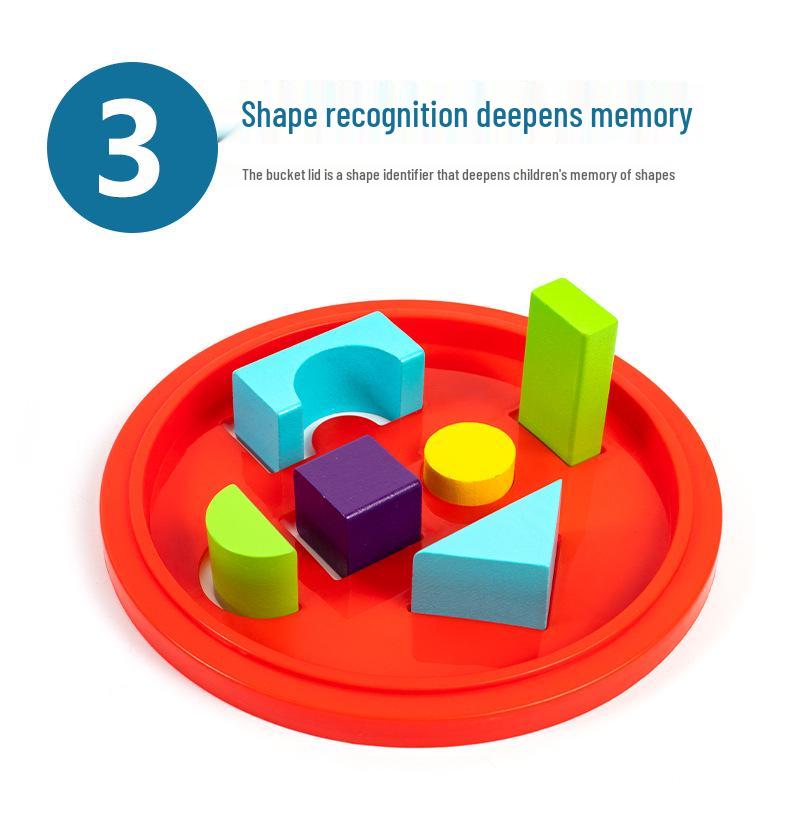 100-Piece Colorful Wooden Building Blocks: Early Education Shape Matching Puzzle for Children