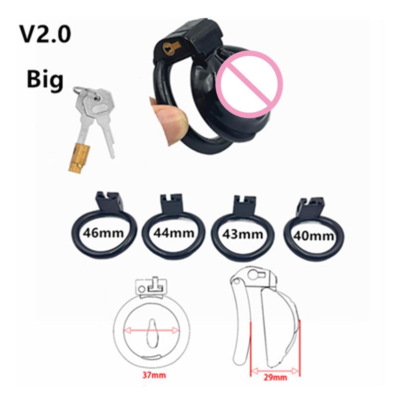 Mini Chastity Lock Male with 4 Sizes Rings and Keys Lightweight Resin Chastity Device Adult Sex Toy BDSM Slave Breathable