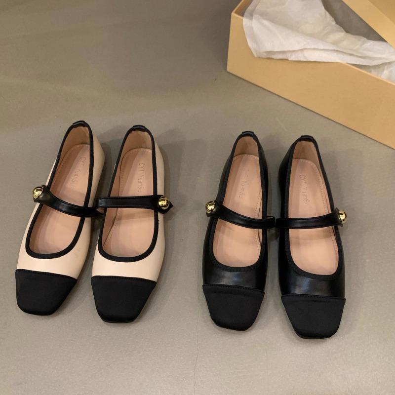 Flat-bottomed square-headed Mary Jane single shoes women's shoes new summer soft-soled beanie ladyshoes