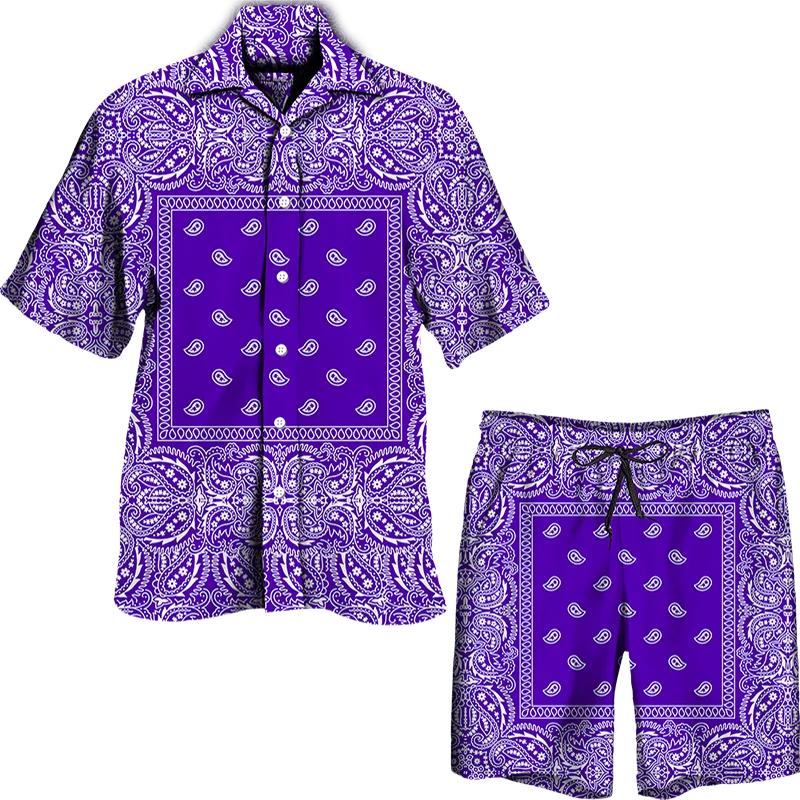 

Гавайская мужская рубашка и шорты с принтом в виде тропического дерева на 3D-принте, повседневный модный комплект из рубашки с короткими рукавами XL