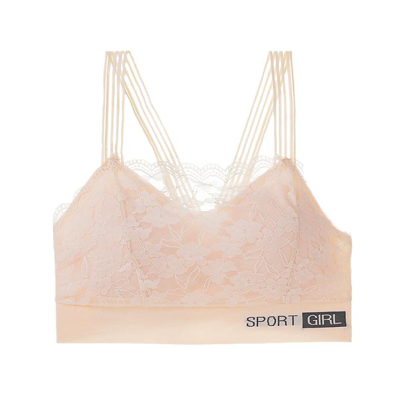 French Style Lace Wireless Sports Bra Women's Sexy Backless Underwear Girl's Innerwear Strapless Bra