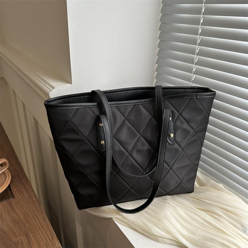 Spacious Nylon Quilted Tote Bucket Bag For Women Stylish 2024 Commuter And Casual Use