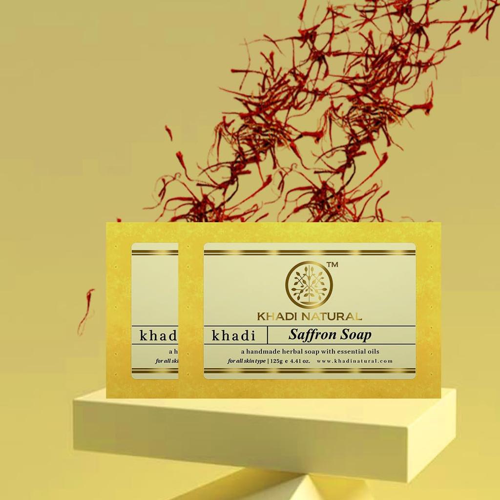 Khadi Natural Saffron Soap 125 g X Pack Of 2 Deep Moisturizing Skin Brightening Bar For Natural Glow All Skin Types