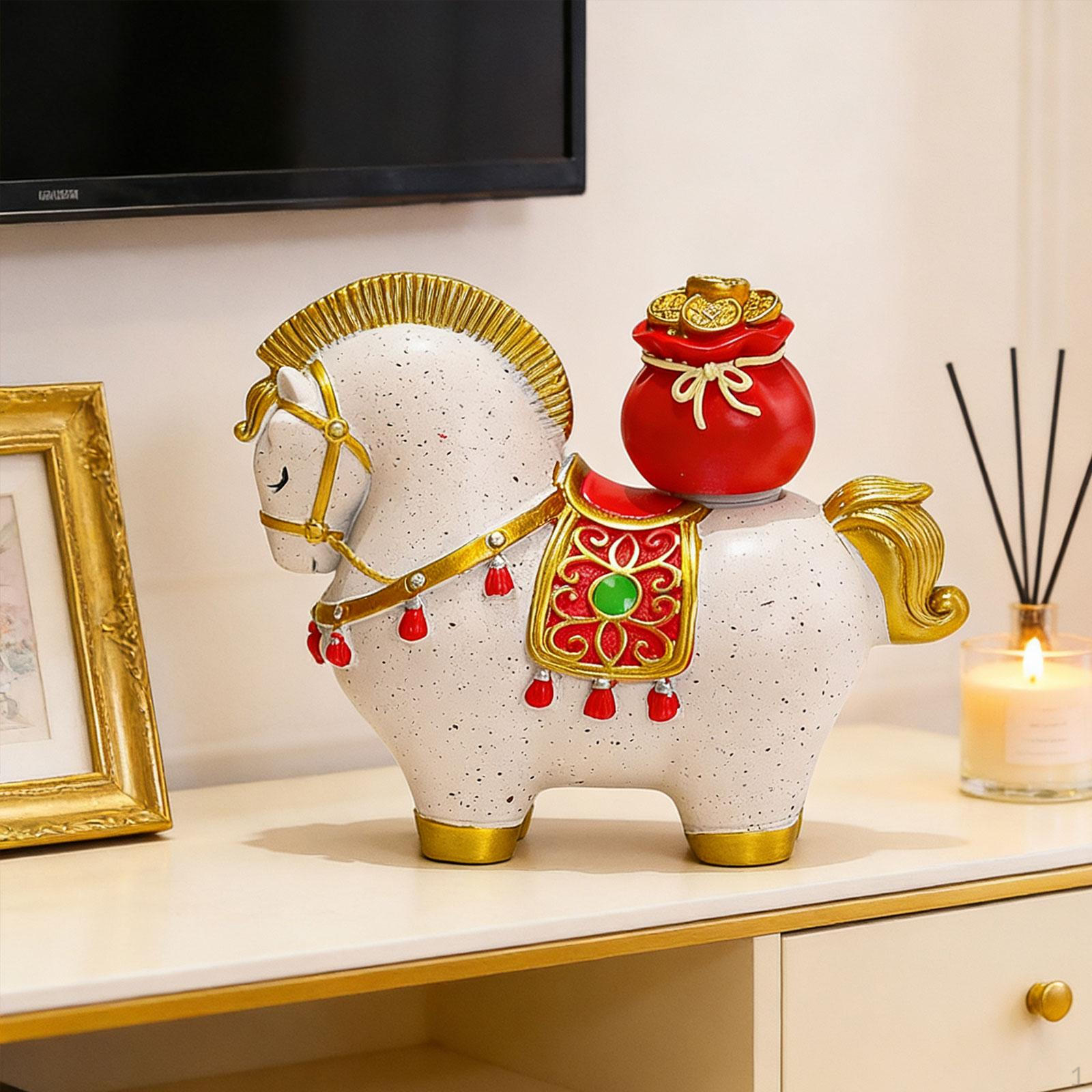 4Pcs Horse Figurine Animal Sculpture Resin Collectibles Chinese Fengshui Tabletop