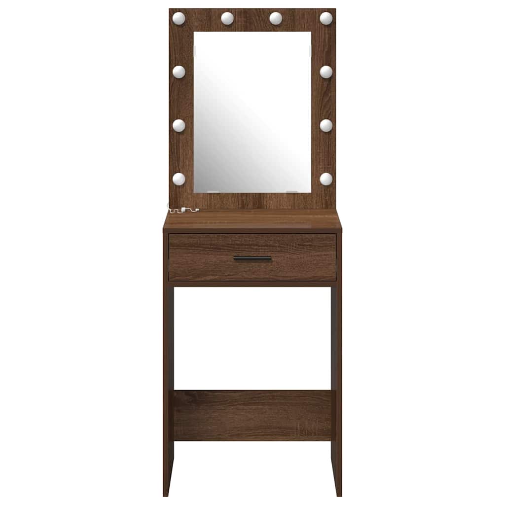 Makeup Table Brown Oak Effect 50 x 41 x 135 cm Engineered Wood